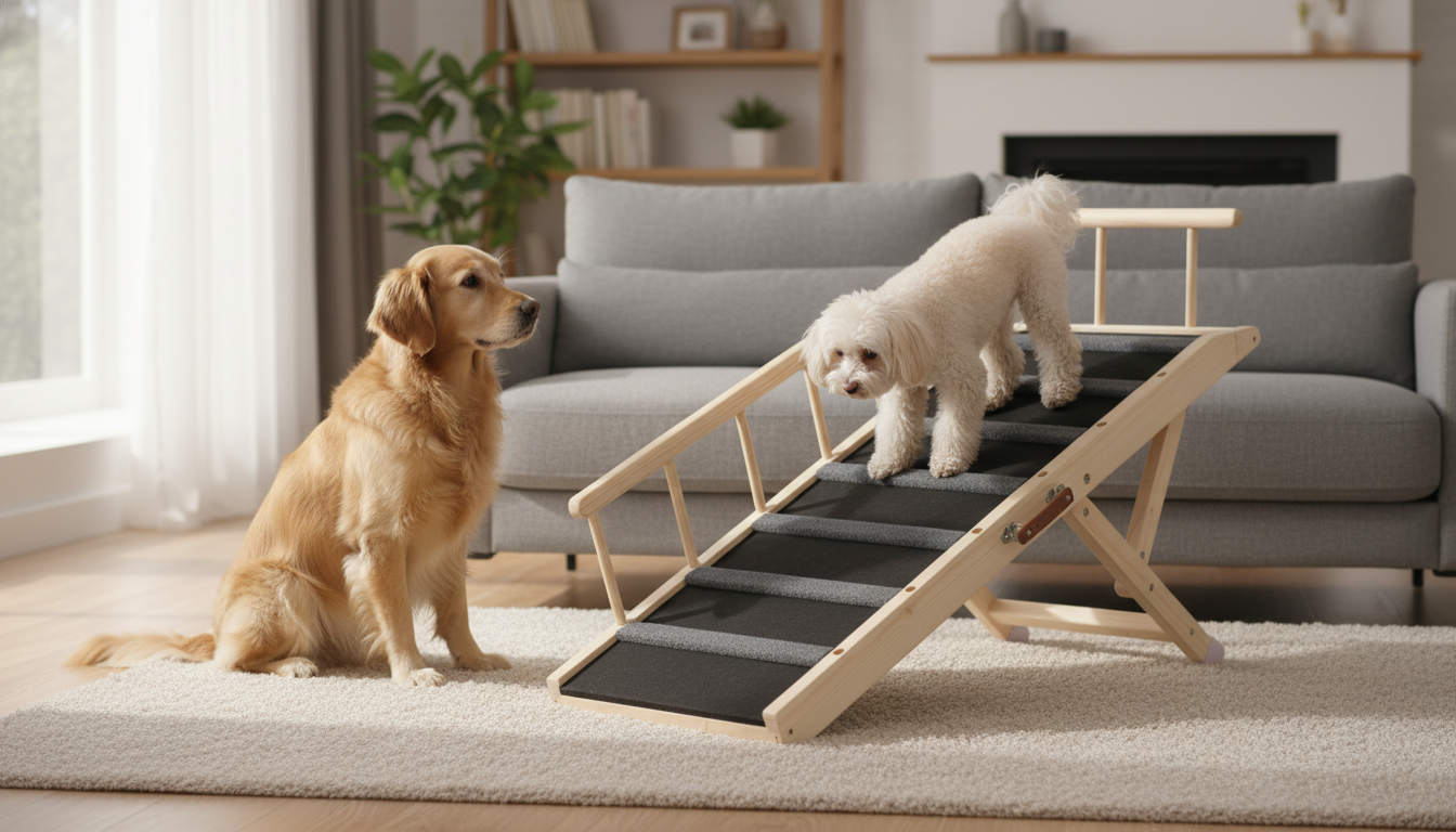 47.2-Inch Folding Wooden Dog Ramp: Adjustable & Safe