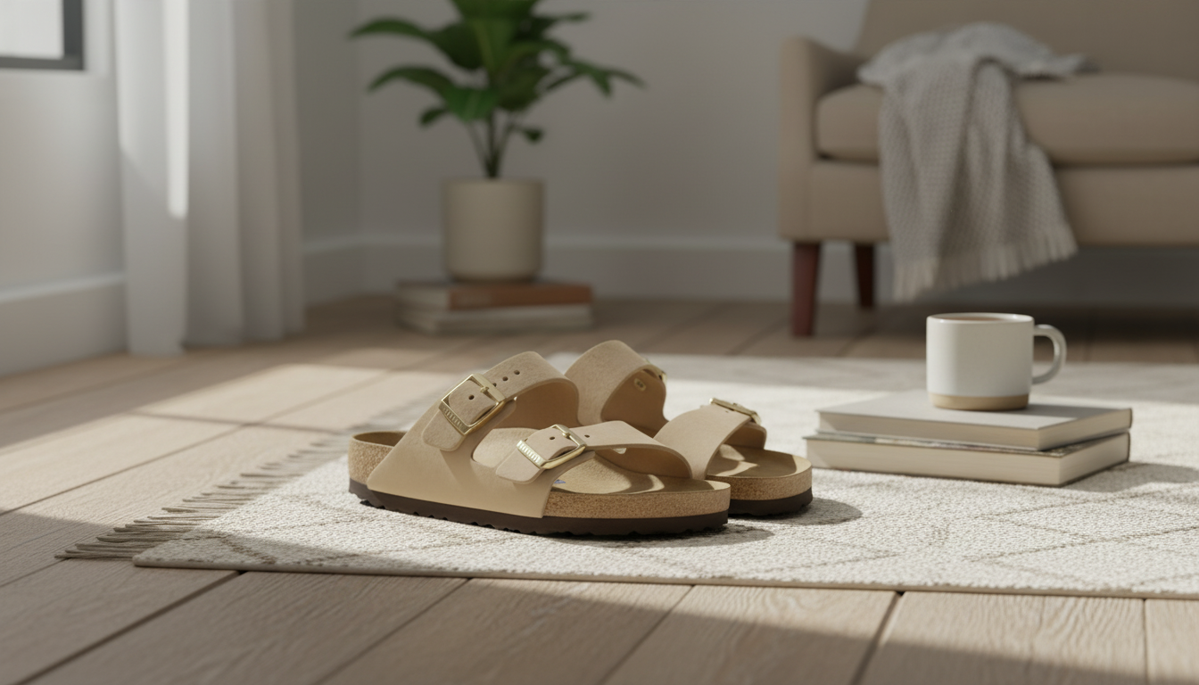Birkenstock Beige Buckle Slippers: Leather-Lined Support