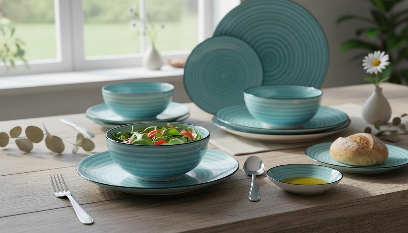 Handpainted Blue Spiral 24-Piece Dinnerware Set Guide