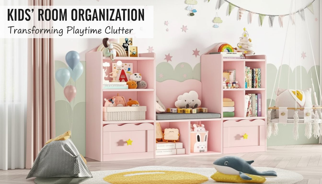 Kids Bookshelf With Reading Nook: Drawers & Cubbies
