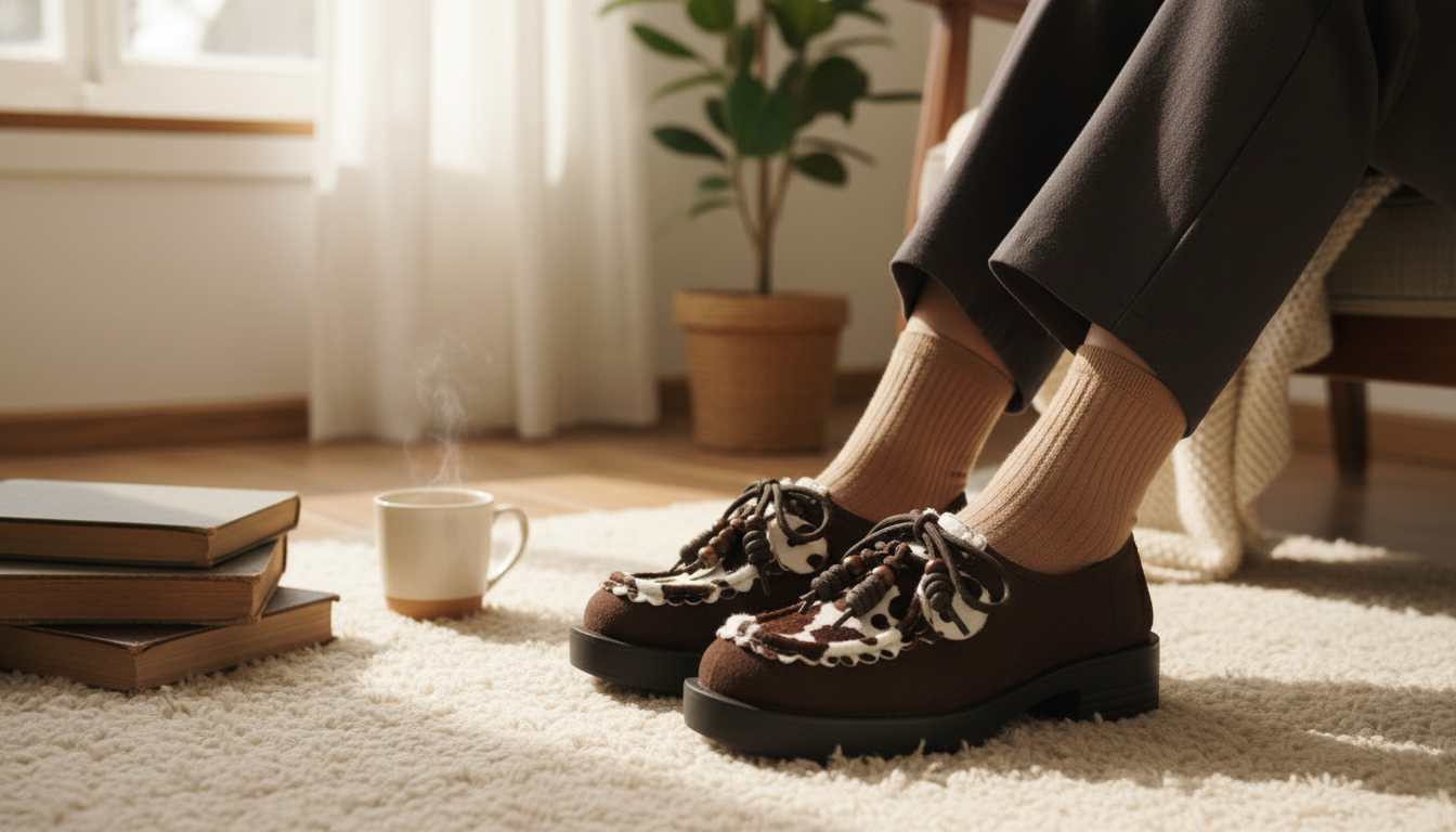 Mixed-Color Horsehair Platform Loafers: Lace-Up Comfort