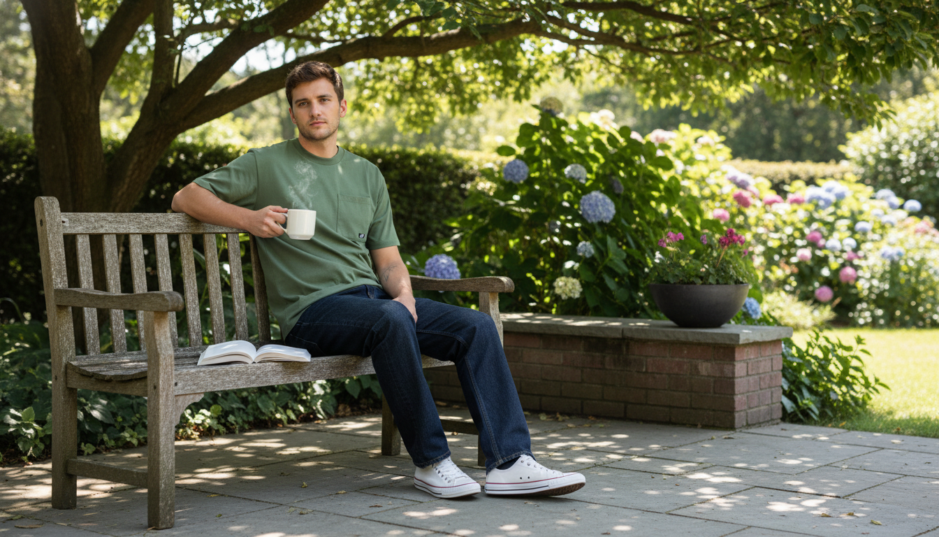 New Balance Green Pocket Tee: Soft Cotton Comfort