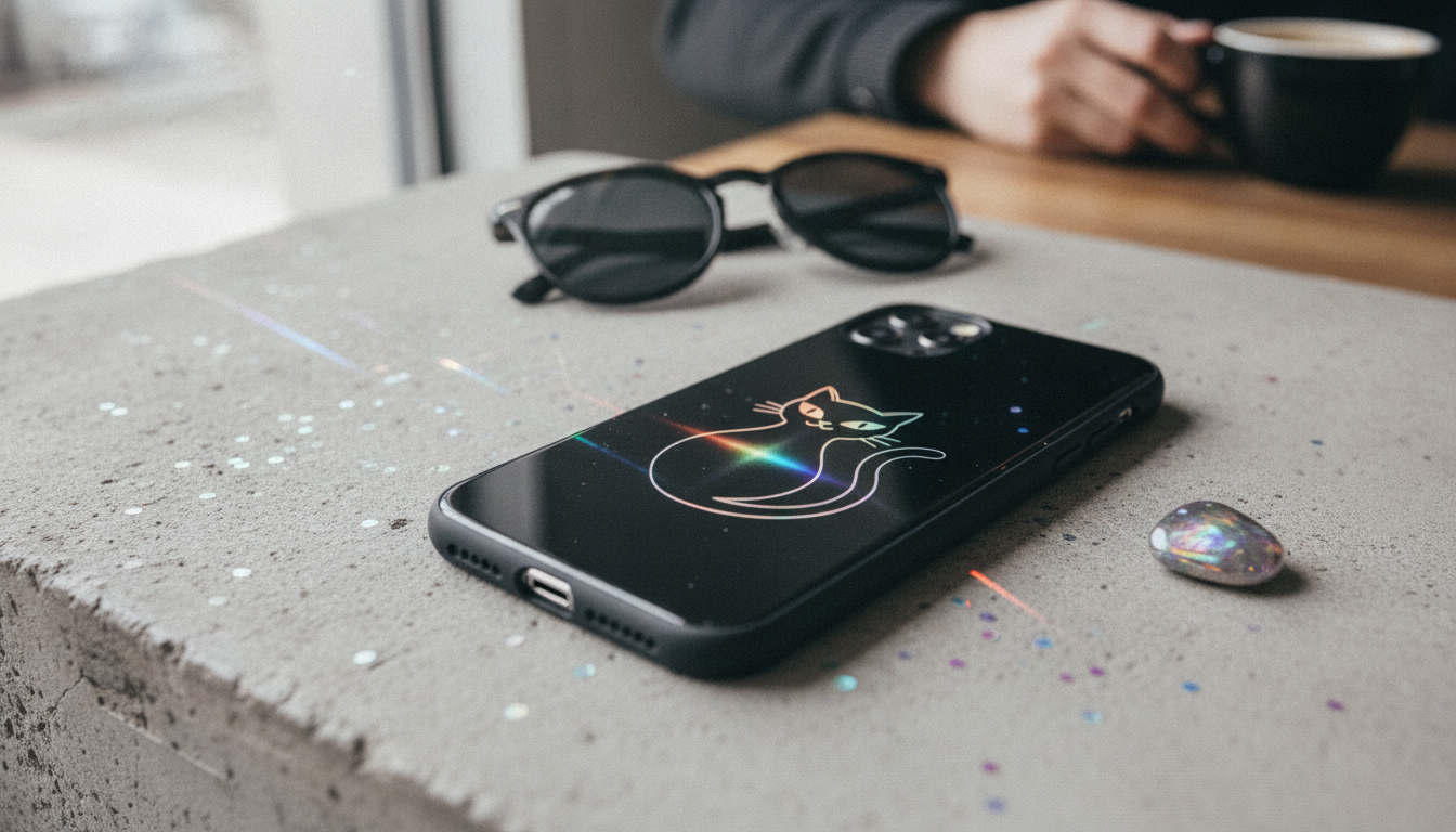 Black Cat Laser iPhone Case: Reflective Shine & Protection