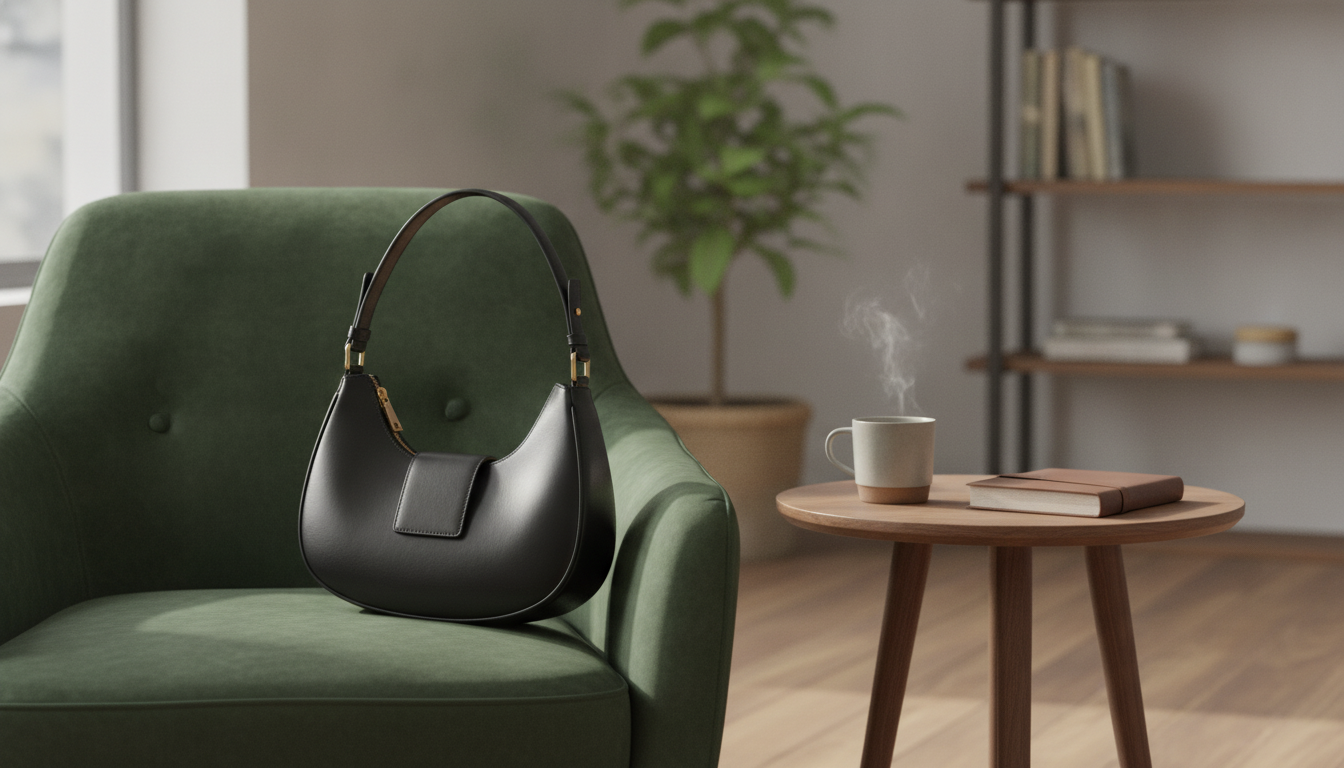 Elegant Crescent Underarm Bag: Chic Black Crossbody