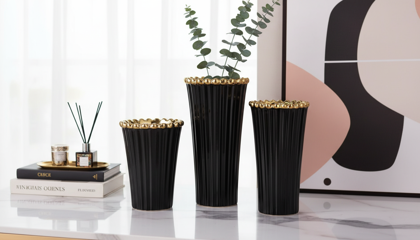 Crown Electroplated Ceramic Vase: Modern Metallic Decor