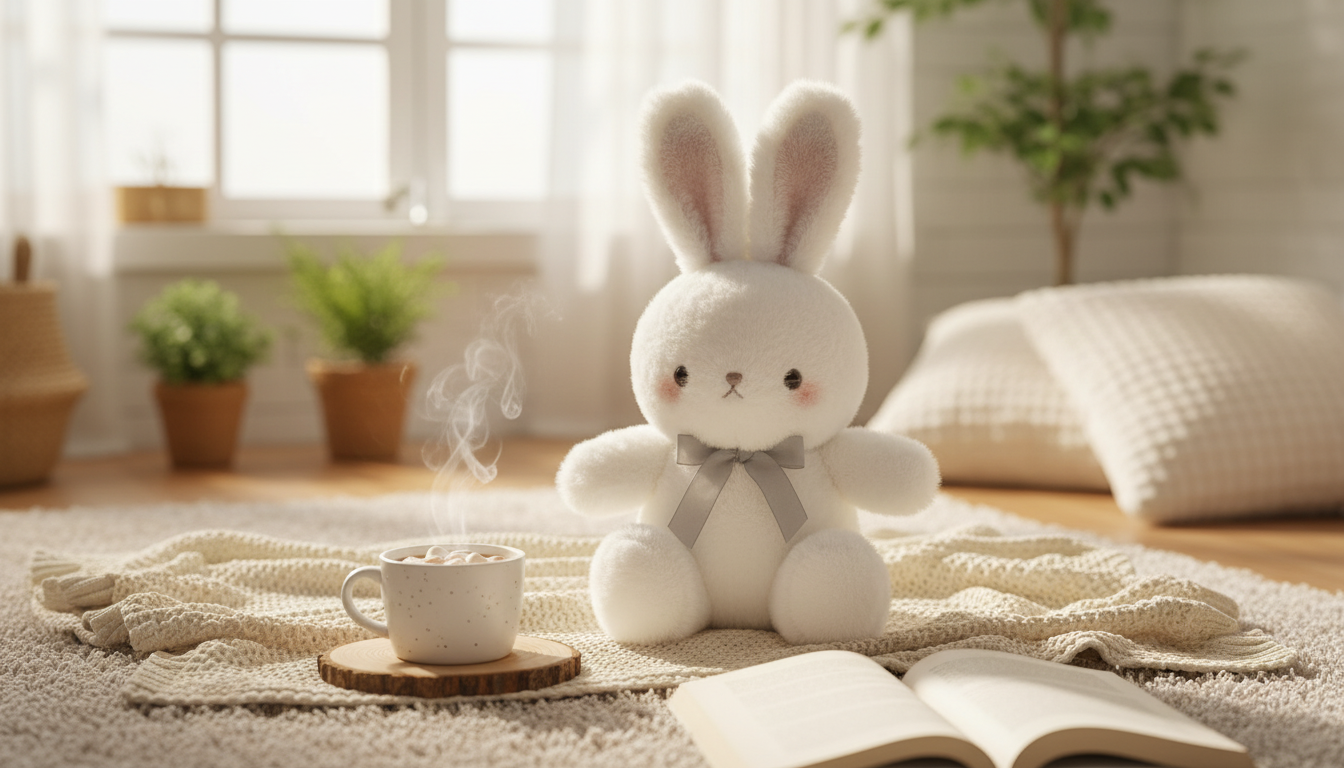 Smoky Kawaii Rabbit-Bear Plush: Soft Cozy Cuddle Doll